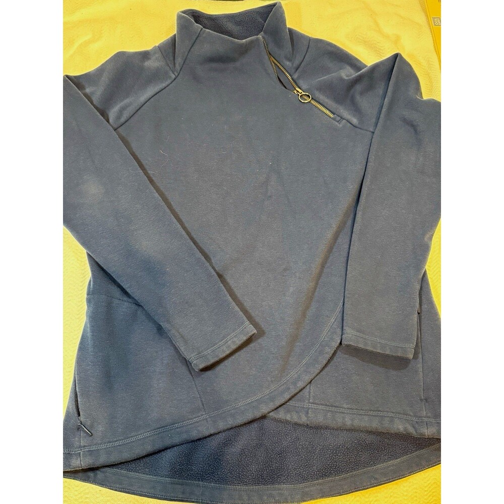 Athleta Women's 1/4 Zip Pullover Top Mock Neck Pockets Stretch Blue M